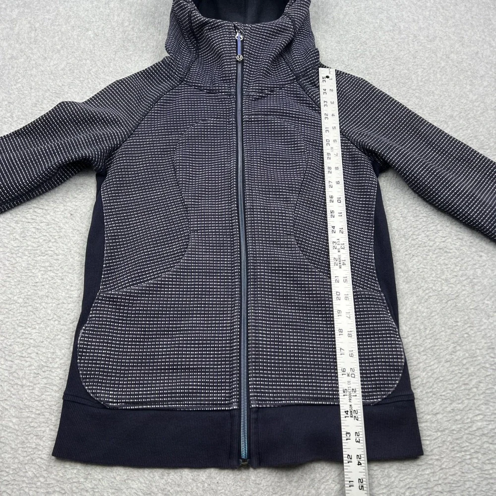 Lululemon Scuba Hoodie III Womens 6 Naval Blue Double Dot Full Zip Jacket W4IC8S